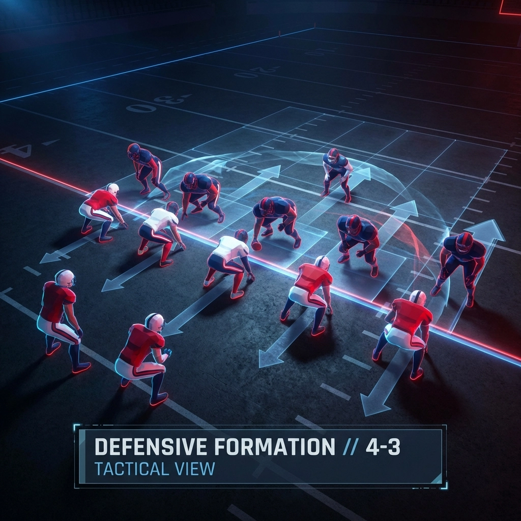 Football defensive line formation from above, emphasizing roster strategy for Ole Miss after key transfers