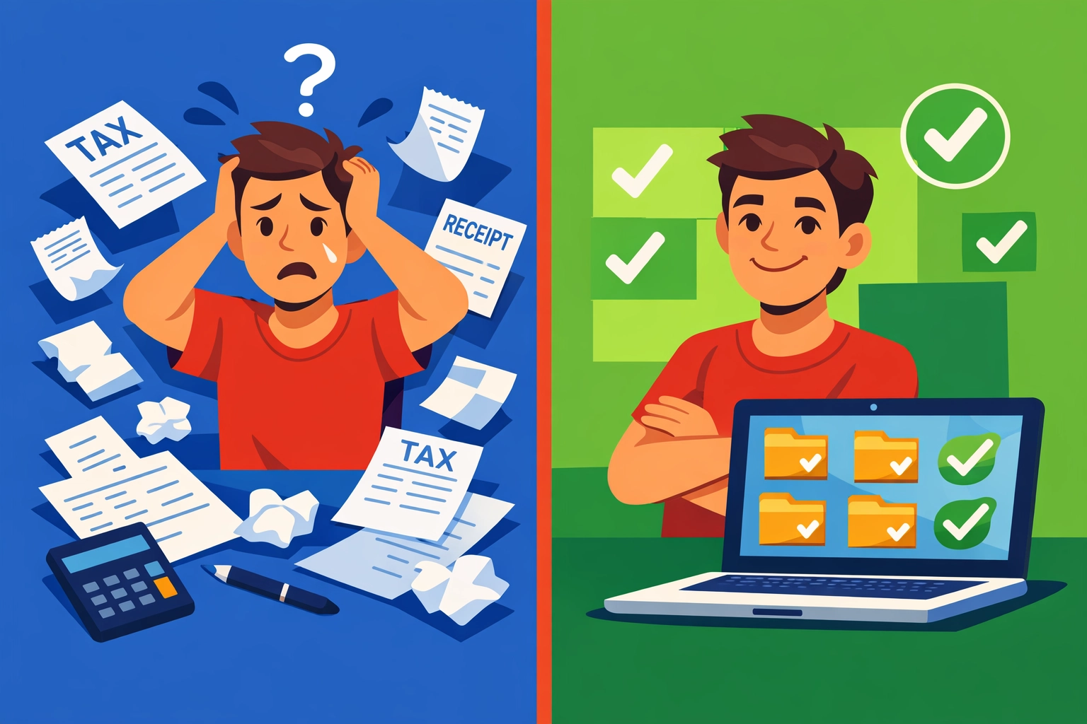 Organized vs disorganized tax records showing importance of proper tax preparation