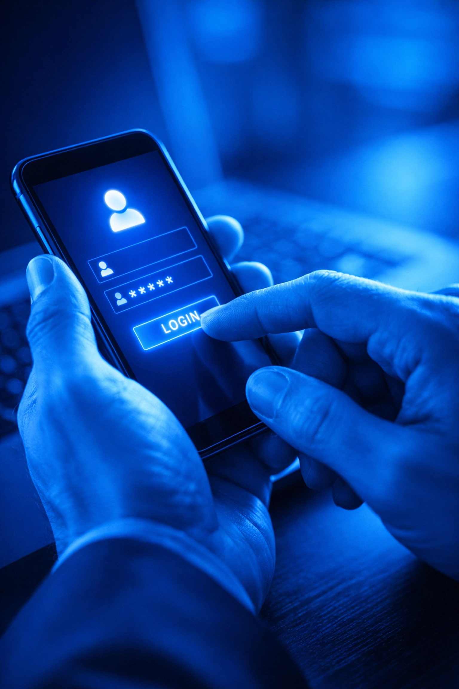 Person using a smartphone for secure device login and multi-factor authentication to protect business data.