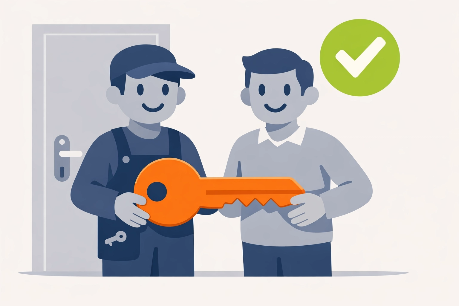 Friendly locksmith and homeowner showing successful non-destructive entry for a Bristol property.