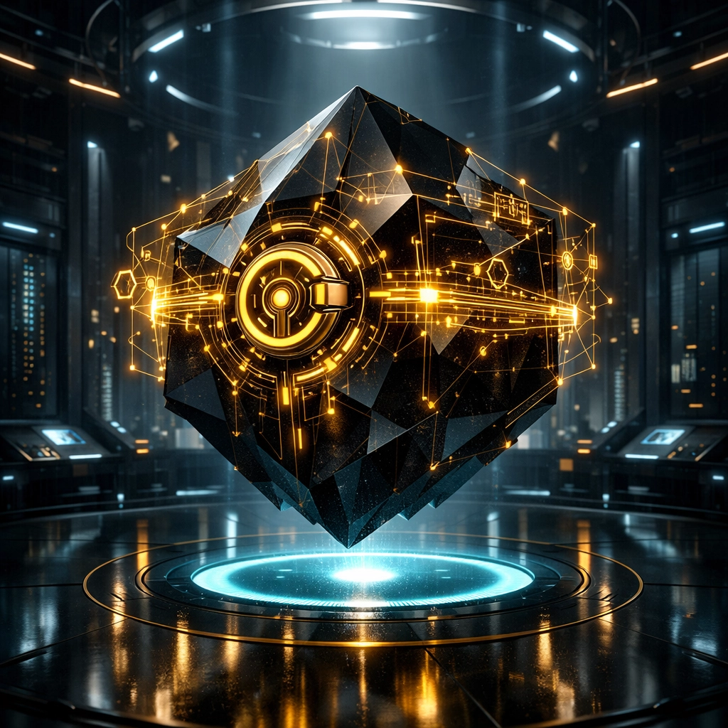 A futuristic digital vault symbolizing secure self-custody and merchant independence in the Larecoin ecosystem.