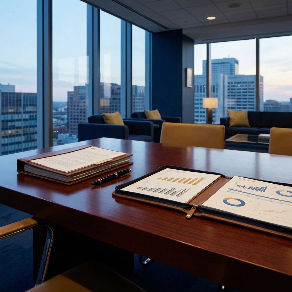 A professional office desk with documents and charts, reflecting due diligence in institutional alternative investment planning.