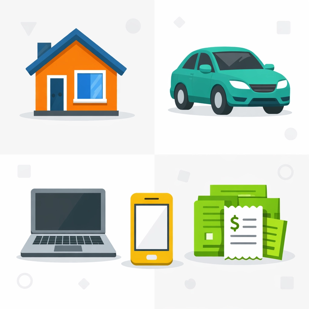 Common self-employed business deductions including home office, vehicle, and technology expenses