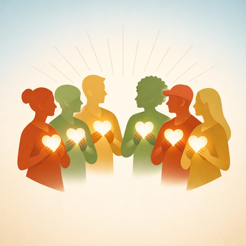 Diverse Christian community connecting authentically in faith-based content creation