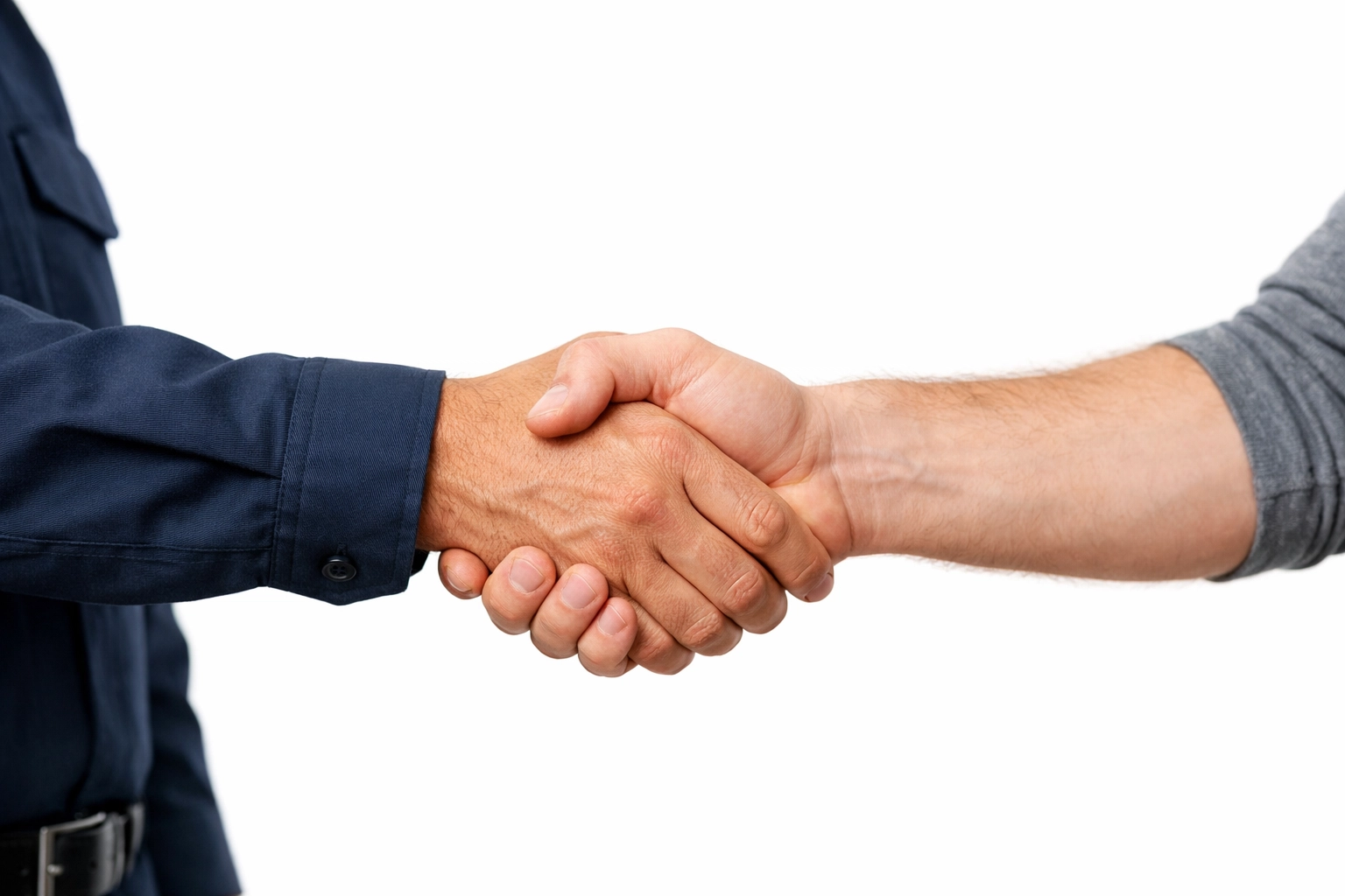 A professional handshake symbolizing trusted pest control service and the new online customer sign-up process.