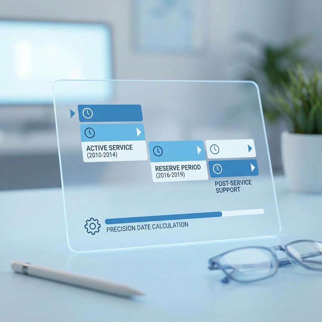 Calculating qualifying service dates for VA eligibility from a DD214