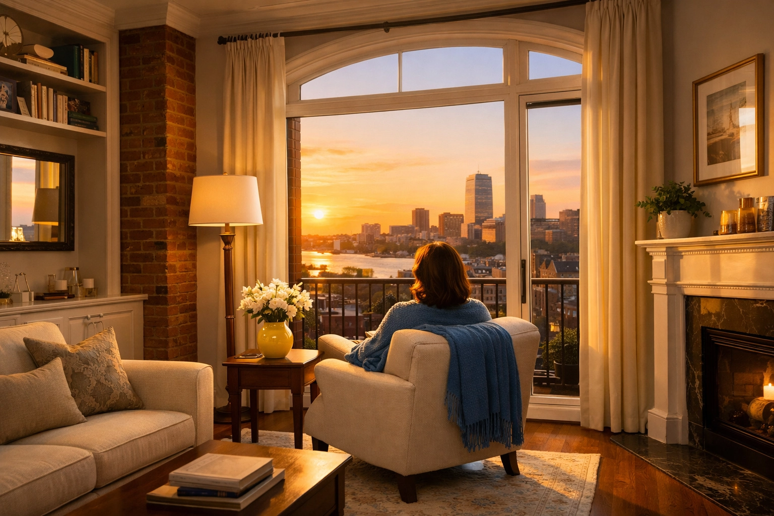 Resident relaxing in a spotless home after a professional apartment cleaning in Boston.