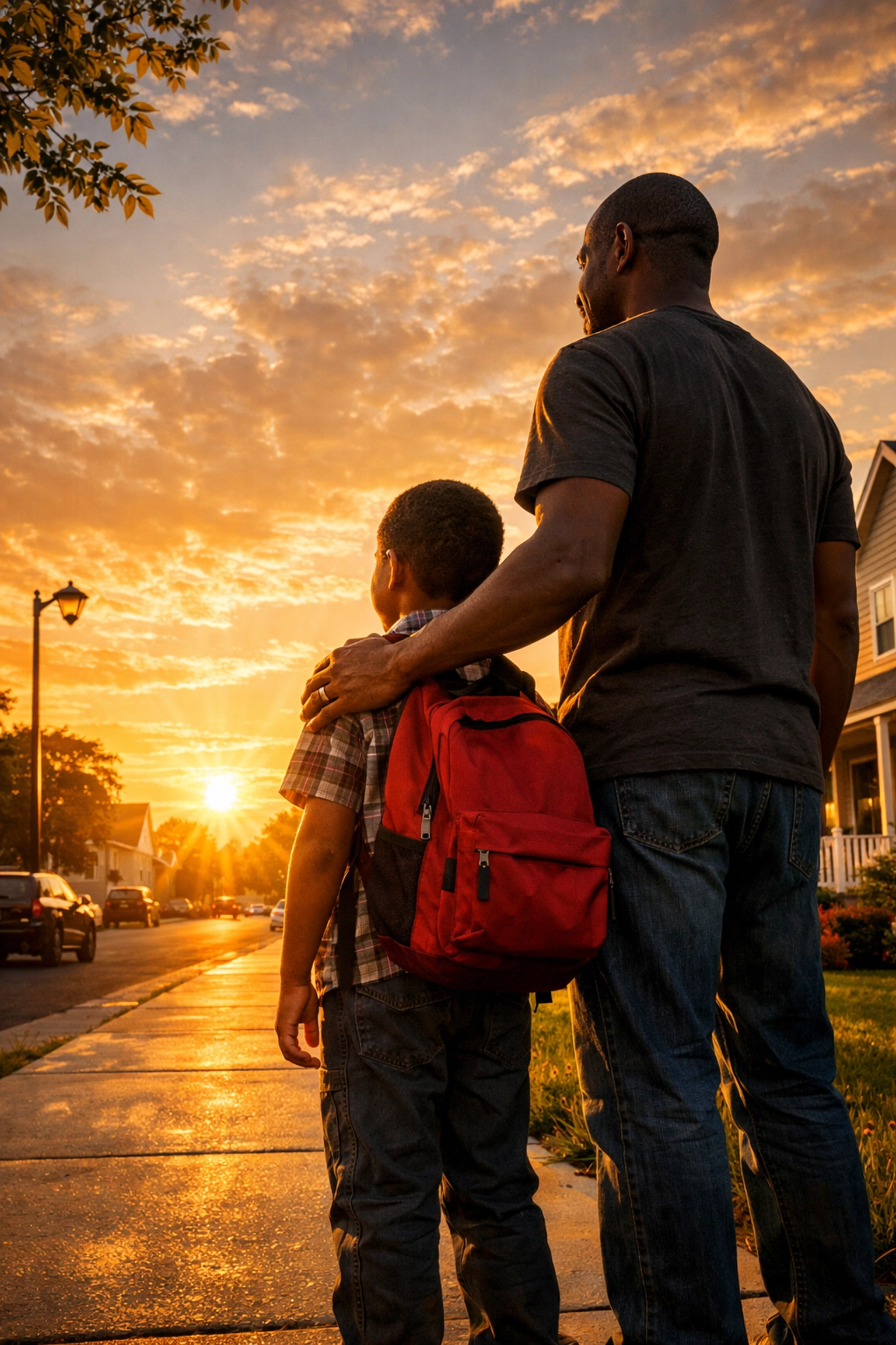 A father and son looking toward a hopeful future after receiving emergency financial assistance in New Jersey.