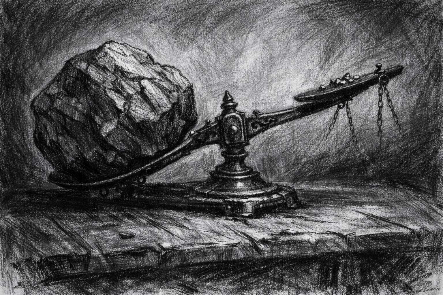 Unbalanced scale sketch illustrating the risk of high customer concentration when selling a business.