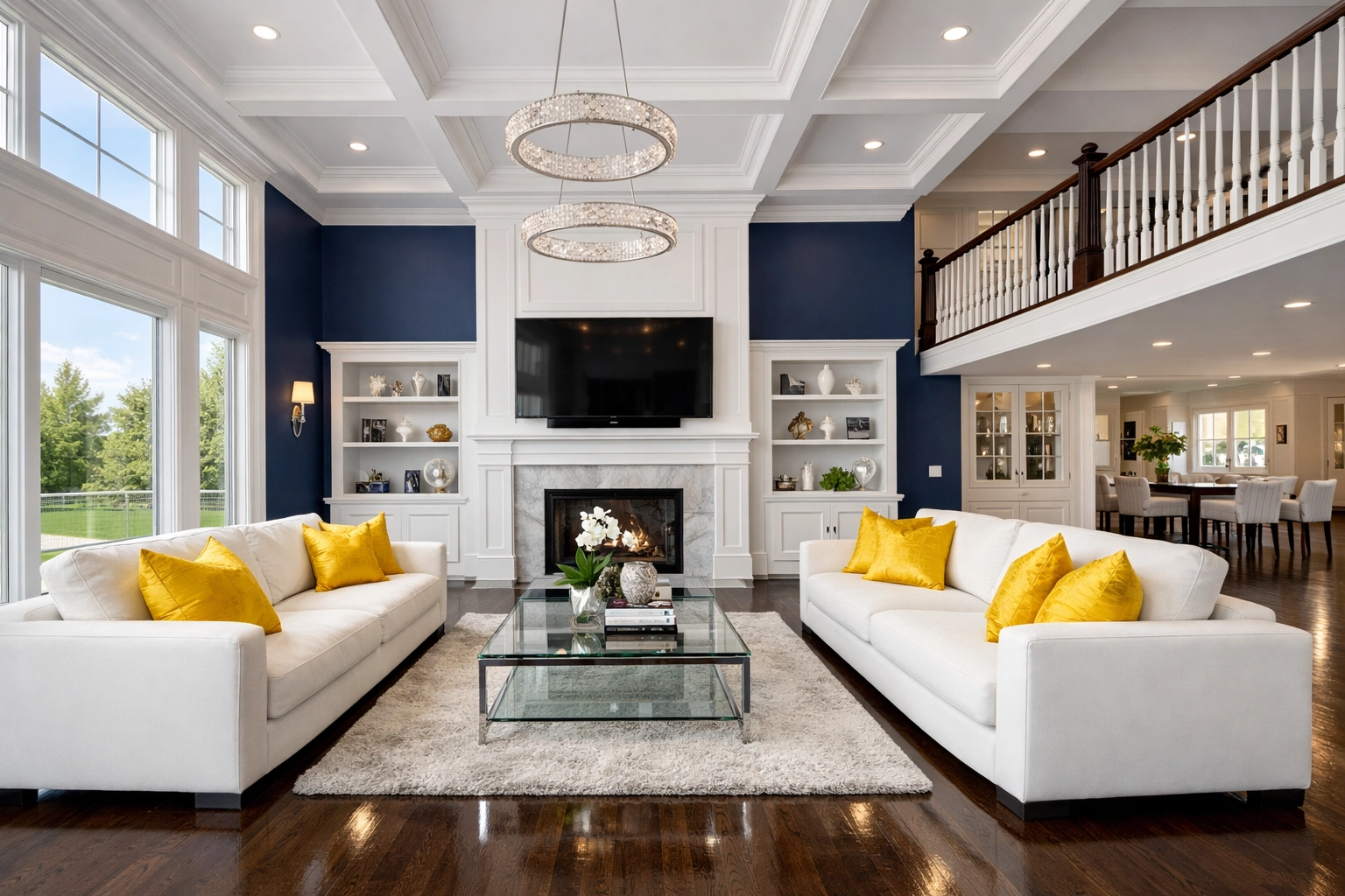 Luxurious Natick living room showing the results of the best house cleaning services in Natick Massachusetts.
