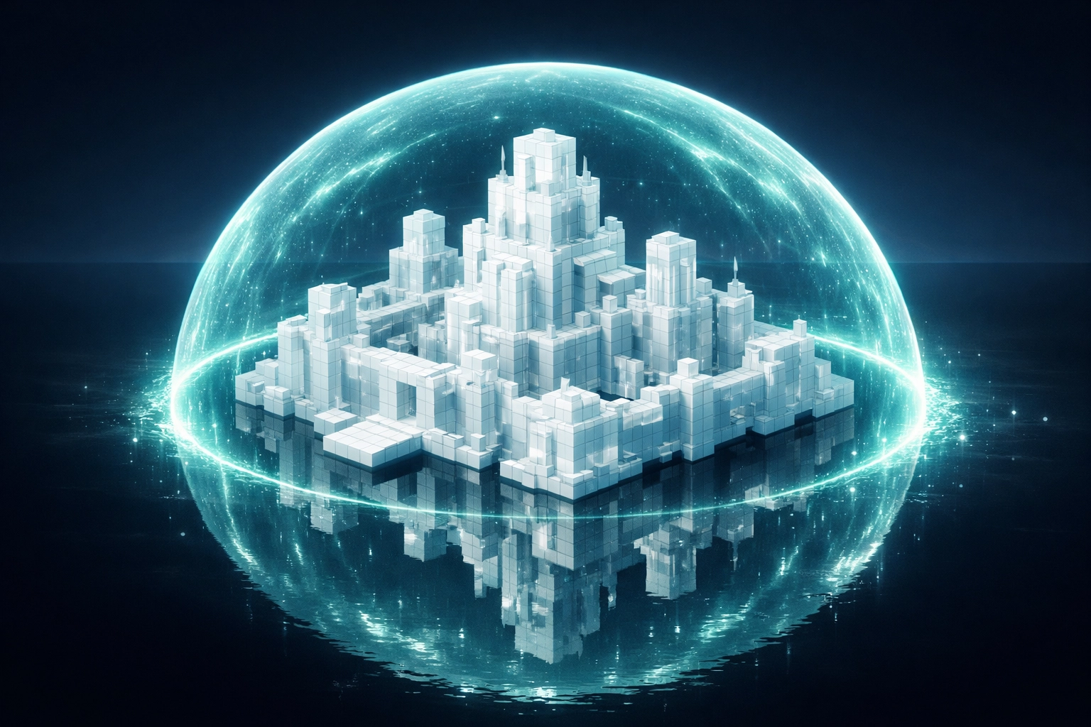 Isolated digital fortress representing a secure and hardened ephemeral build environment.