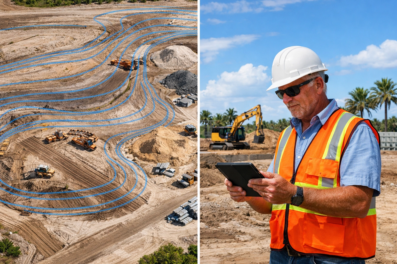 Drone orthomosaic map compared with ground inspection at Southwest Florida construction site
