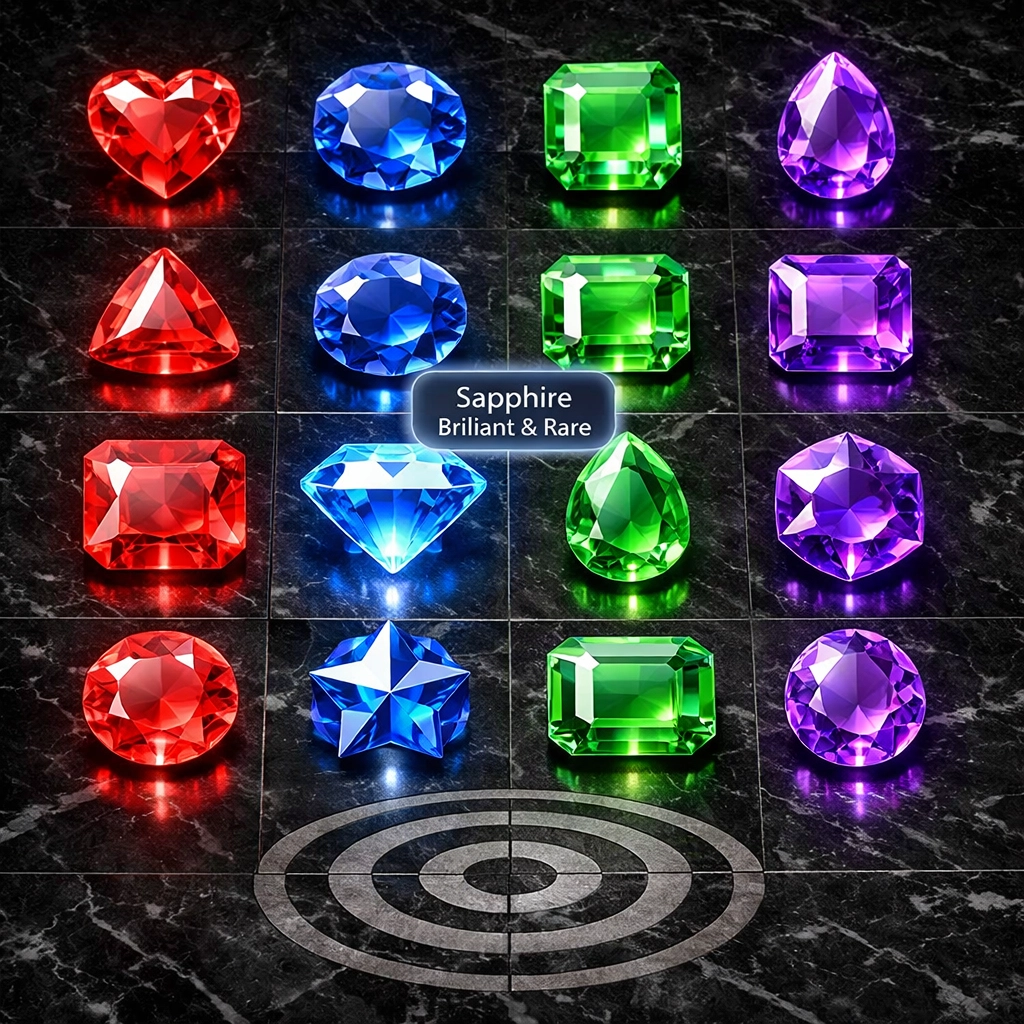 A 4x4 grid of colorful gemstone icons representing the sixteen pillars of the QUIVERGY business methodology.
