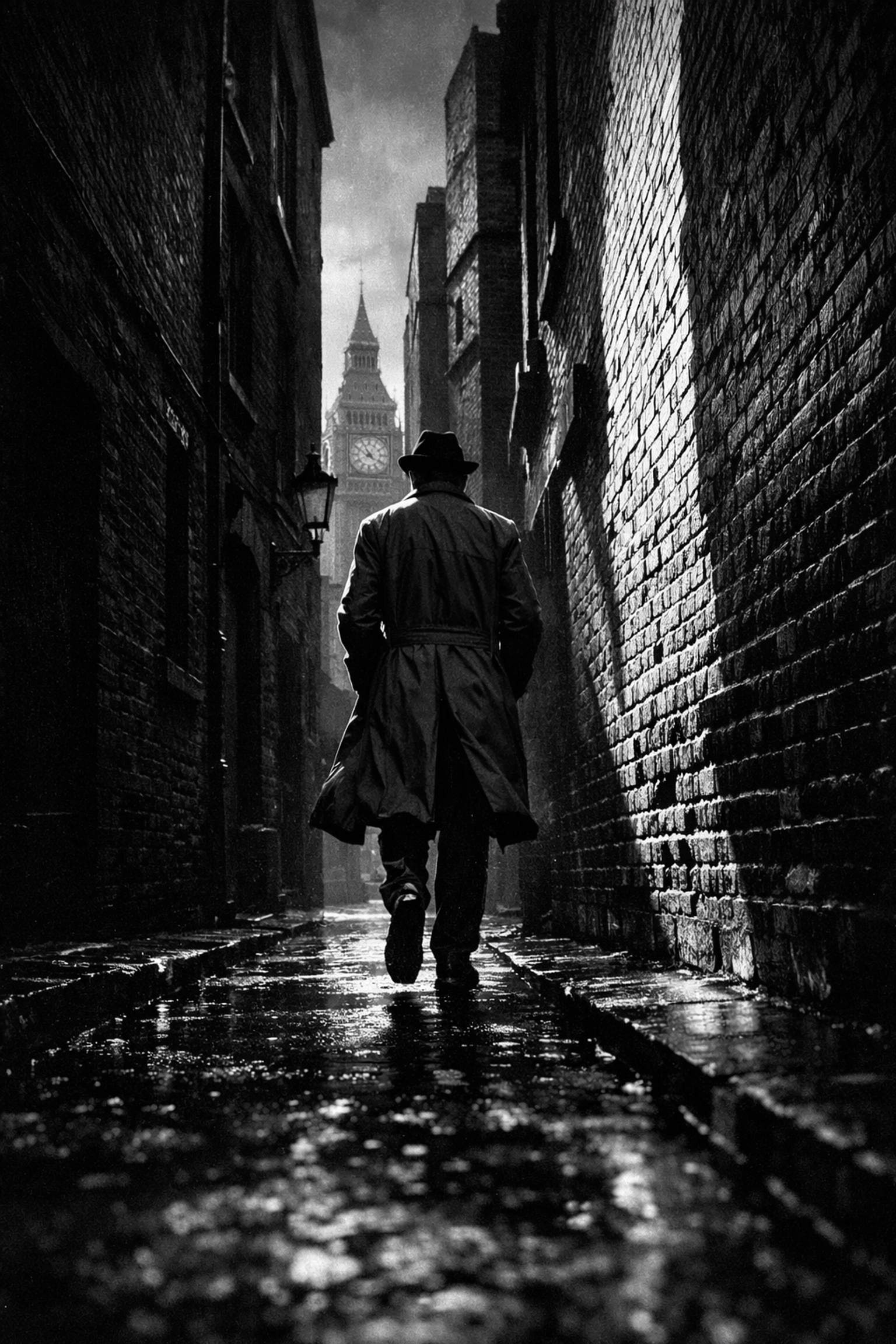 High contrast black and white street photo used to teach composition in photography tutorials.