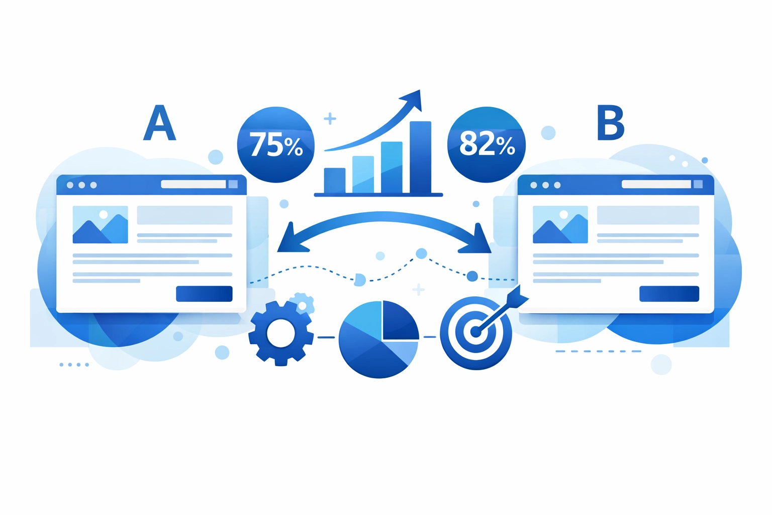 A/B split testing comparison showing conversion rate optimization metrics and results