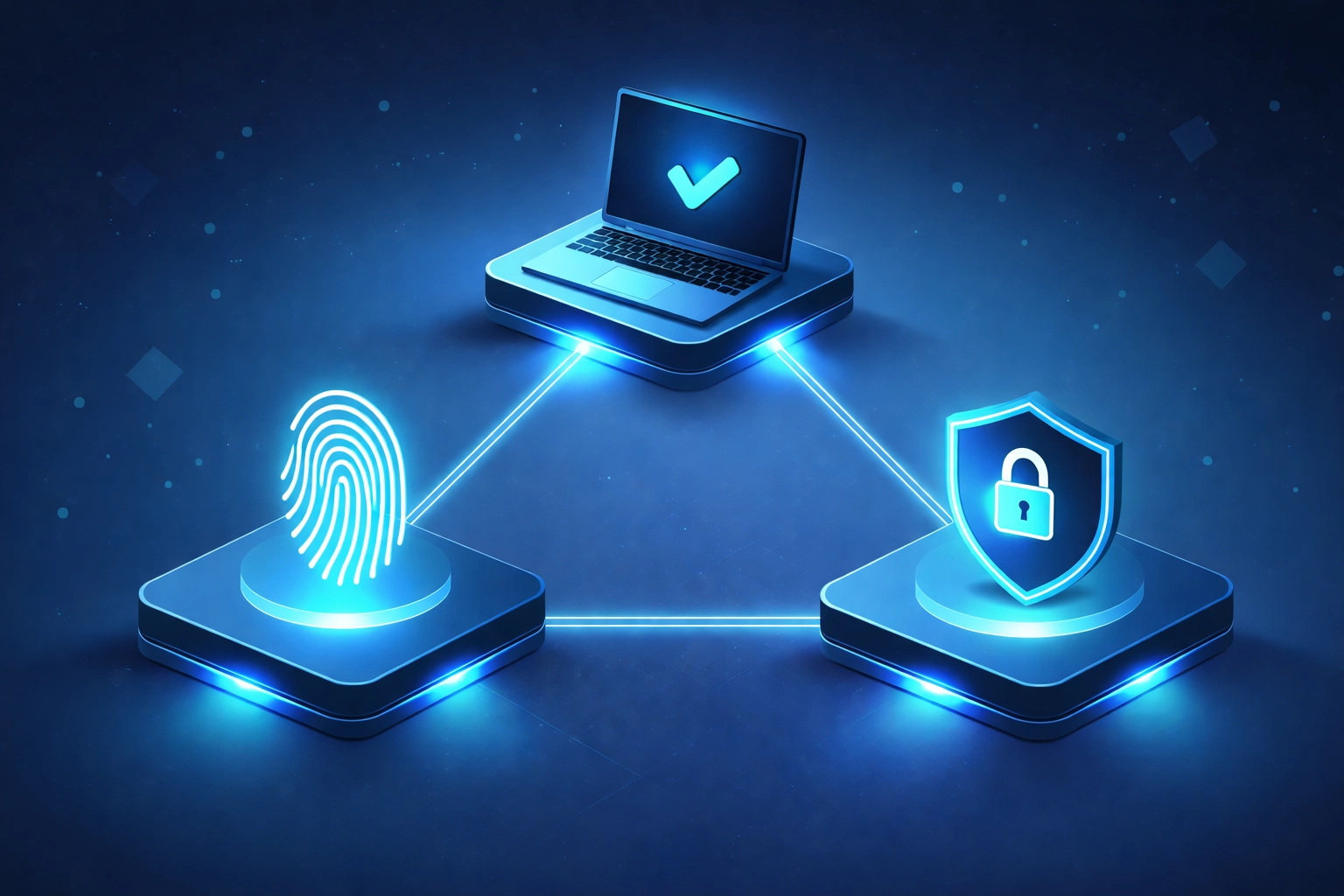 Three core Zero Trust components connected: identity verification, device security, and data protection