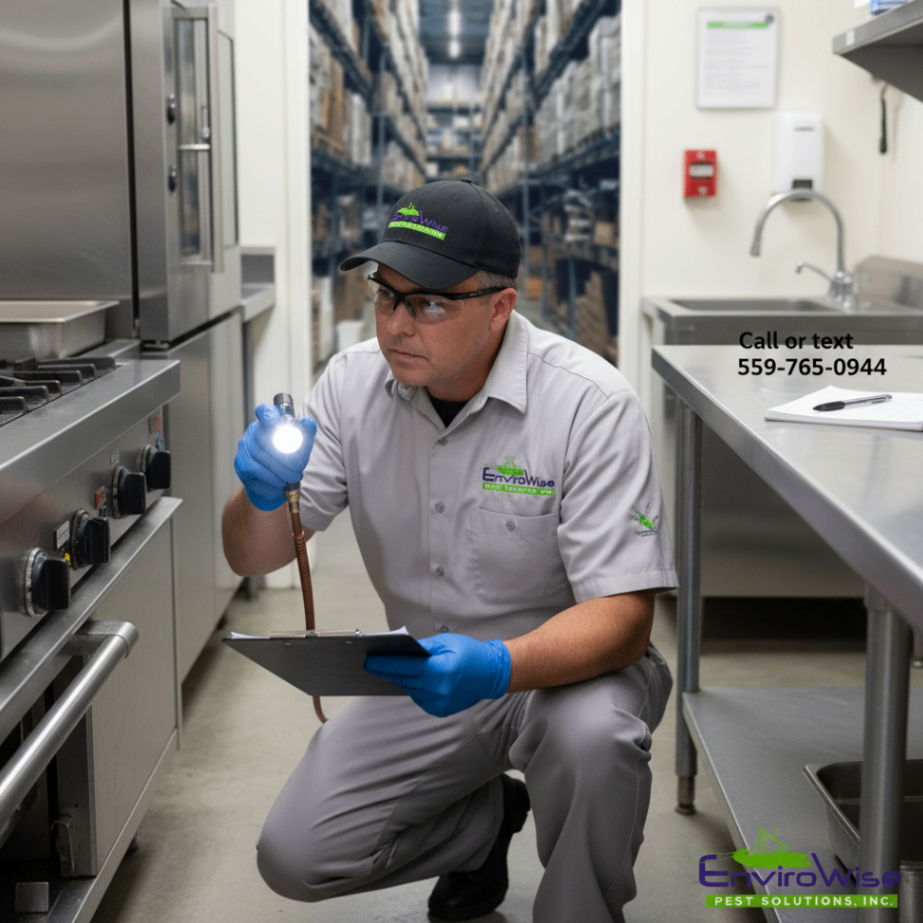 EnviroWise Pest Solutions technician performing a thorough pest inspection
