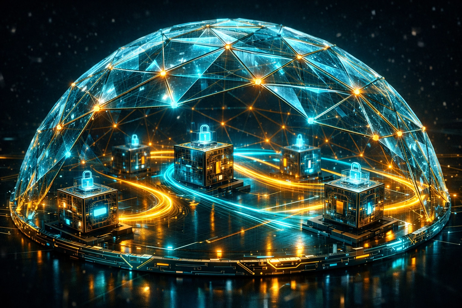 A secure digital network representing AI-driven blockchain security and smart routing for Metaverse payments.