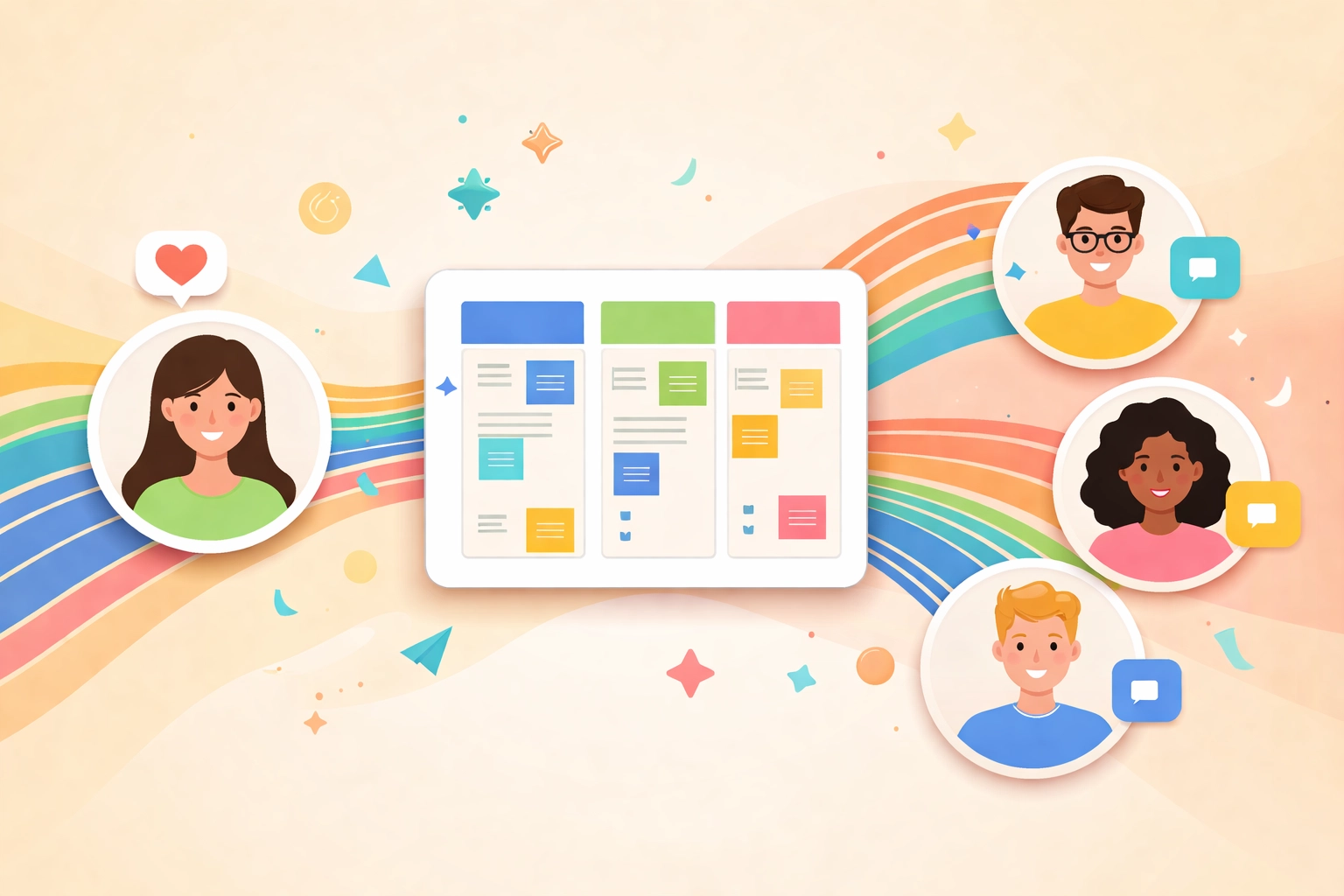 Workflow illustration showing seamless data connection between customer, project management, and team members for SMB integration