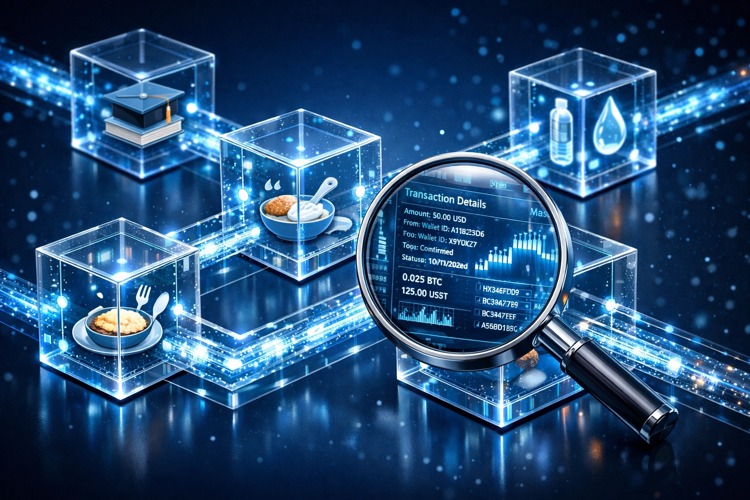 LareBlocks blockchain displaying transparent charitable contributions and impact tracking