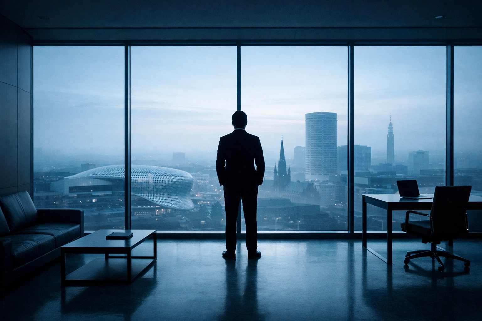 Executive overlooking Birmingham, preparing for an Alabama company sale under the new 2026 SBA guidelines.