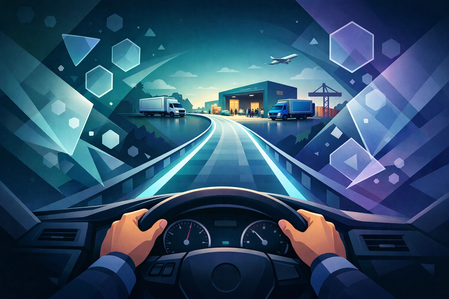 A stylized pathway for driver onboarding into the North West logistics industry.