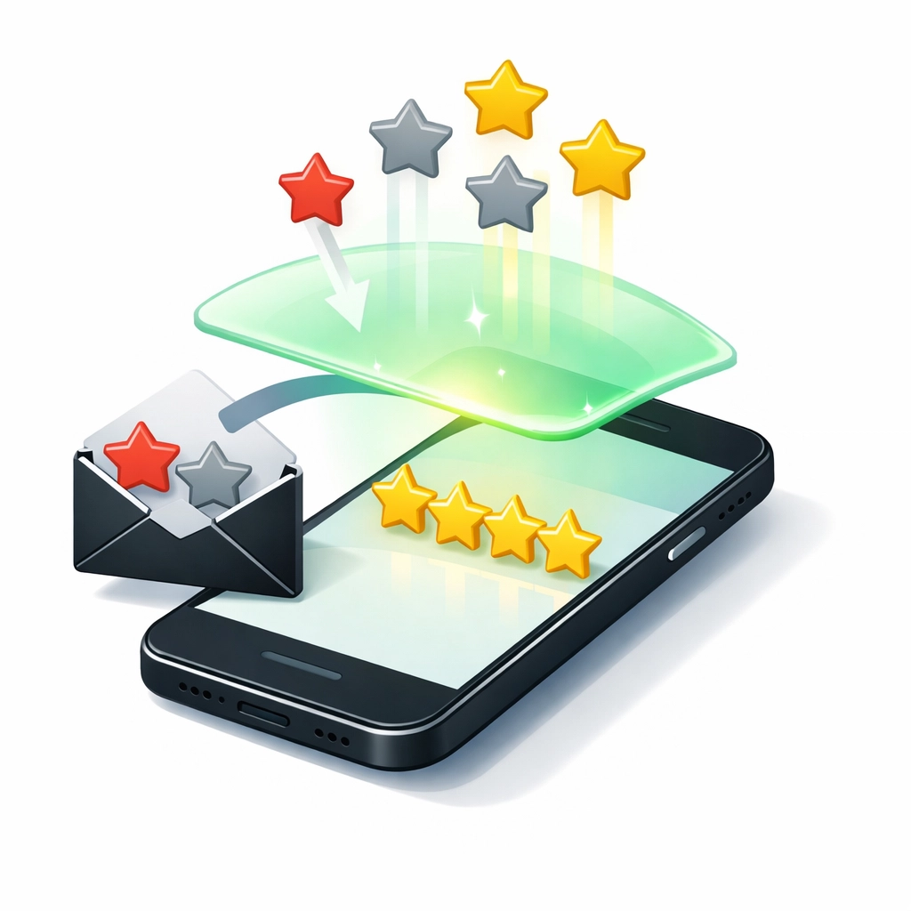 Intelligens véleménykezelő szoftver, amely a negatív értékeléseket privát visszajelzésre irányítja.