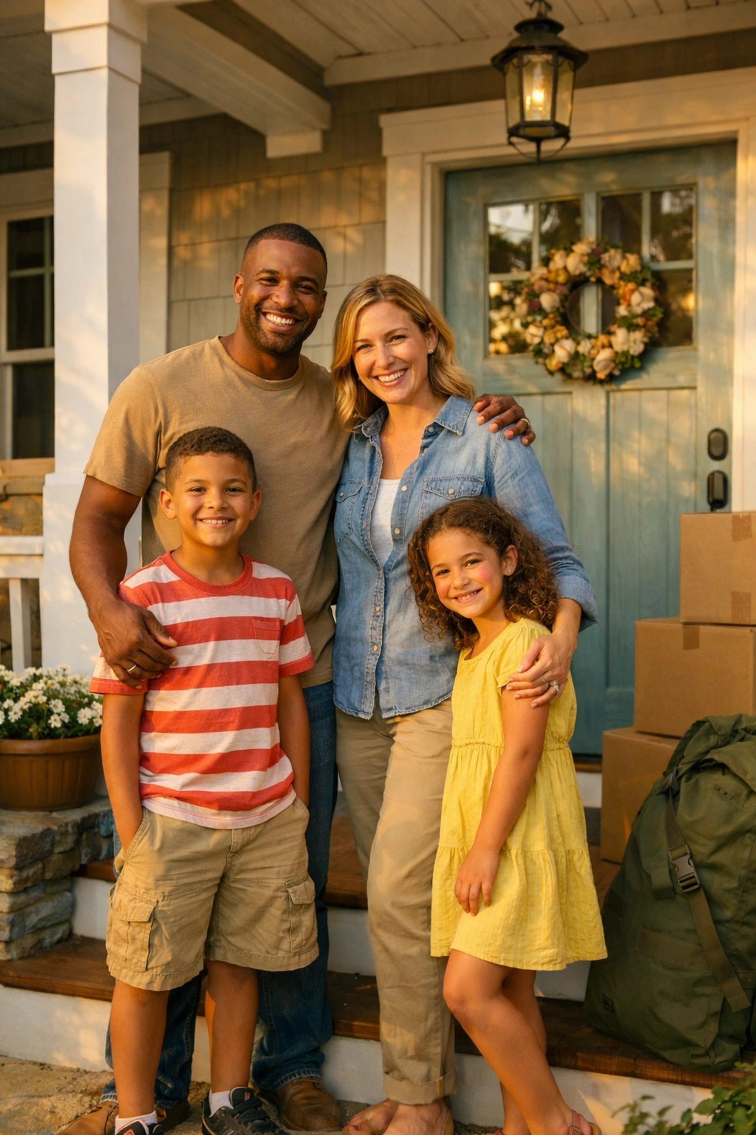 New homeowners with family on porch of Hampton Roads home representing steady housing demand