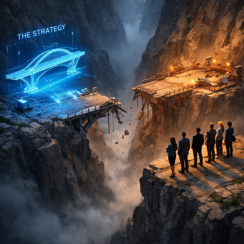 Visualizing the gap between business strategy and employee adoption when scaling business operations.