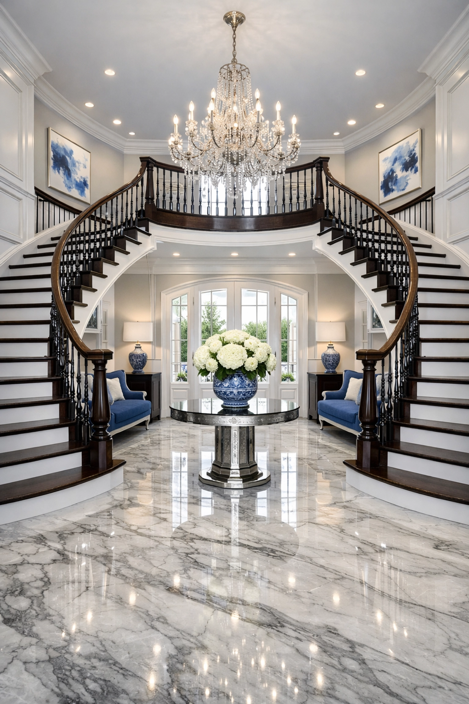 A high-end Reading estate entryway showing the ninja-level detail of professional cleaners.