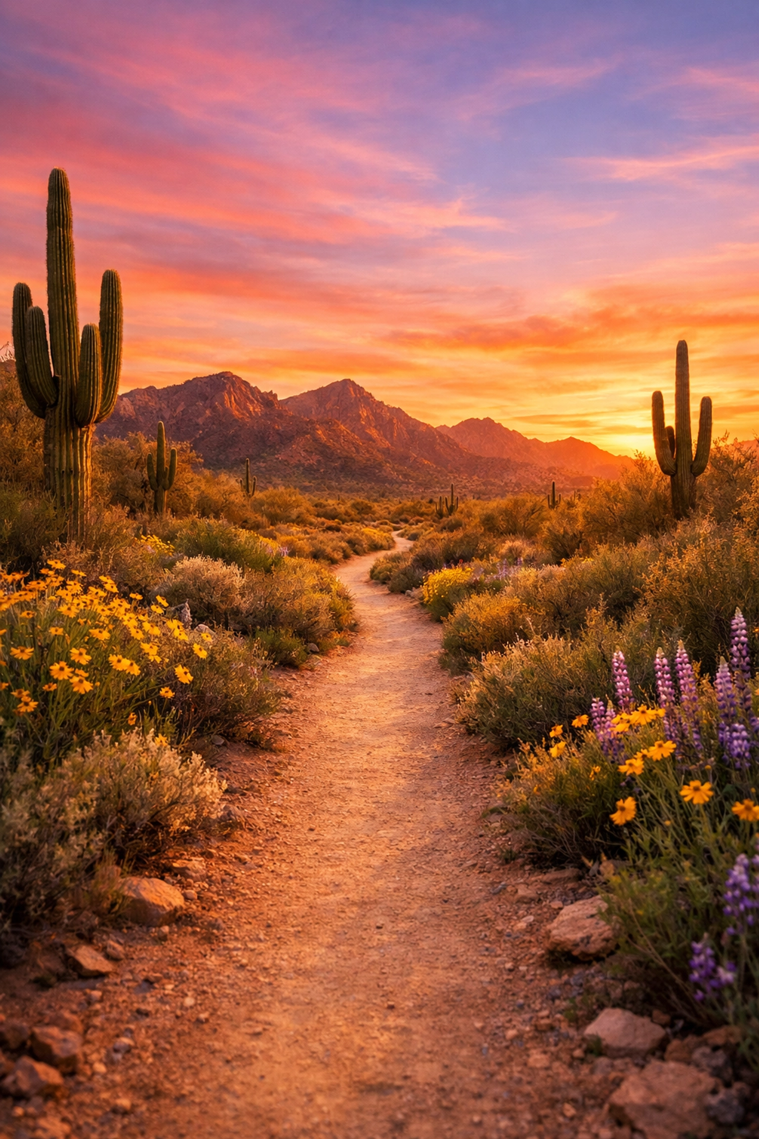 Clear desert path at sunset symbolizing focused real estate decision making in Arizona