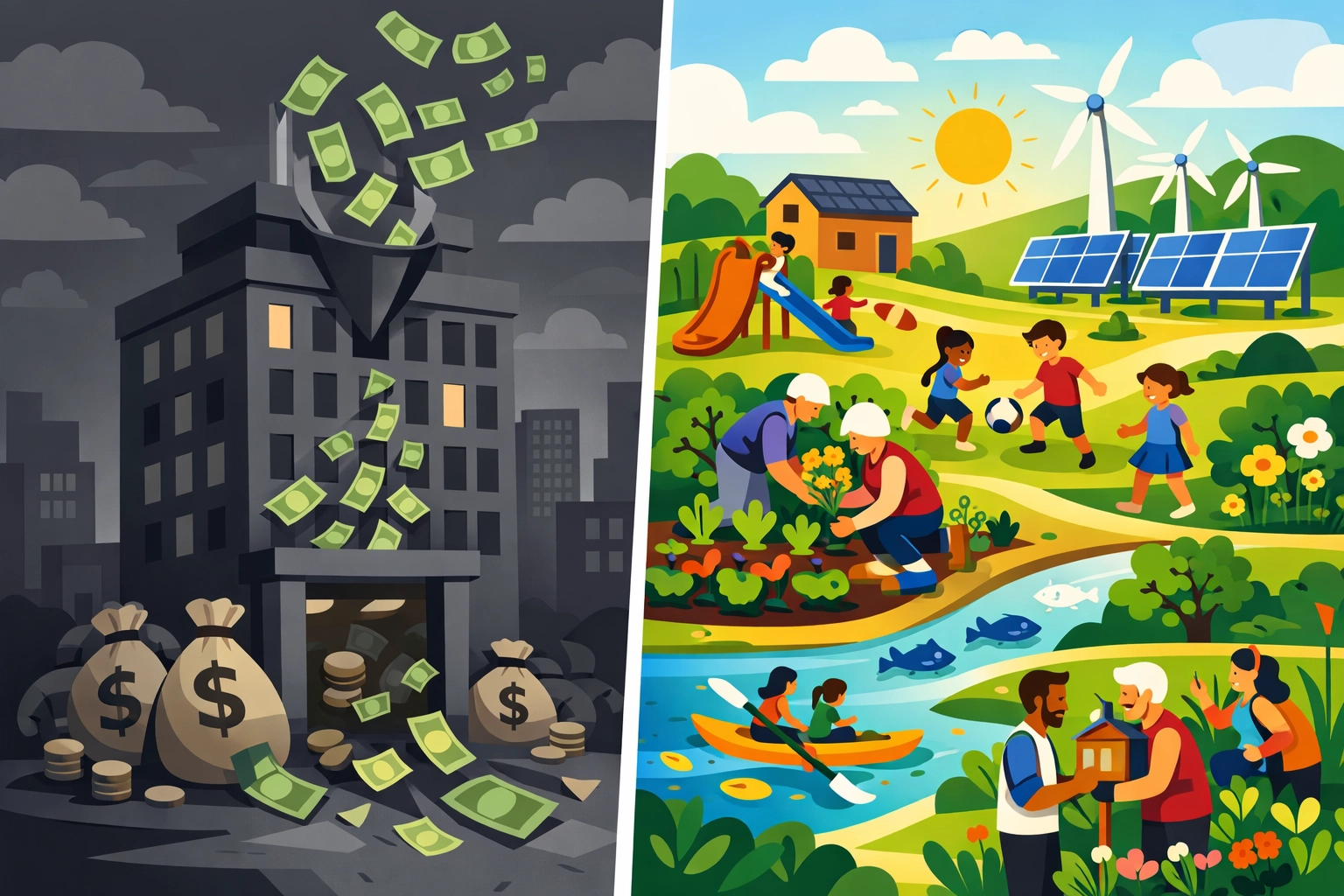 Comparison of traditional payment processor profits versus Larecoin social impact contributions