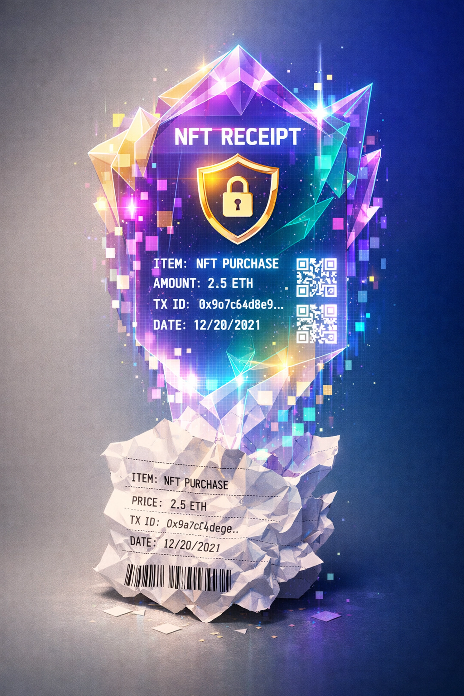 NFT receipt transforming from paper receipt to permanent blockchain record