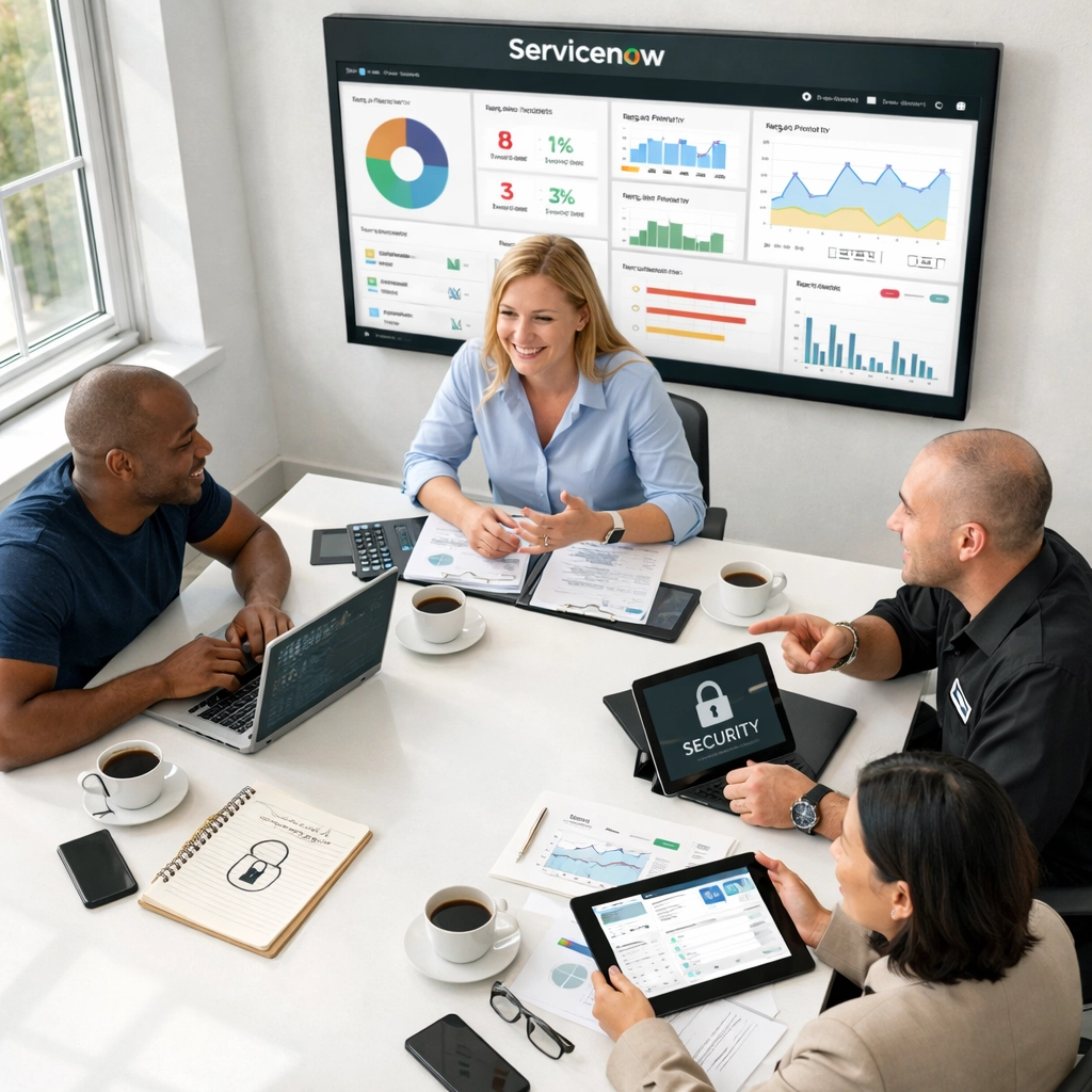 Cross-functional team evaluating ServiceNow implementation partners for ITAM project