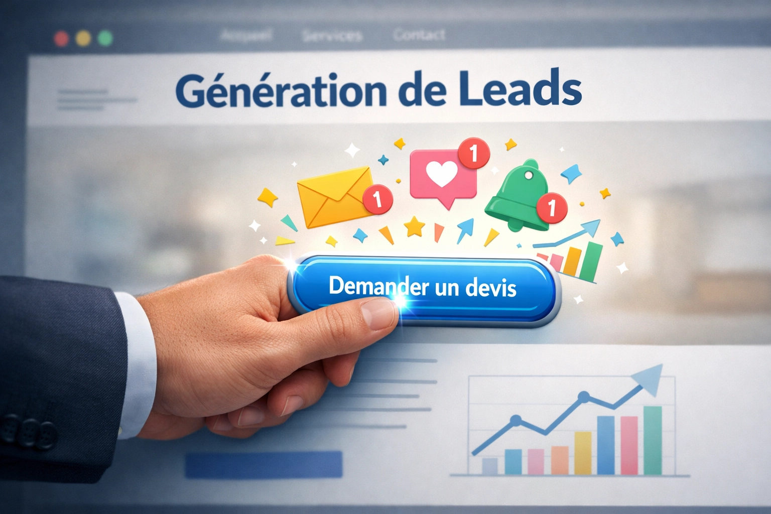 Interface web optimisée pour la génération de leads et la conversion de clients qualifiés.