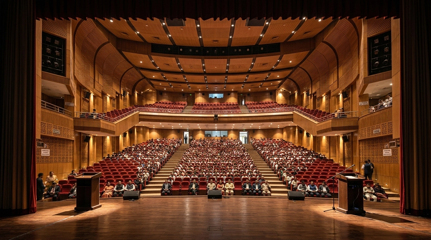 The grand stage of the NCUI Main Auditorium, where technical mastery meets architectural beauty.