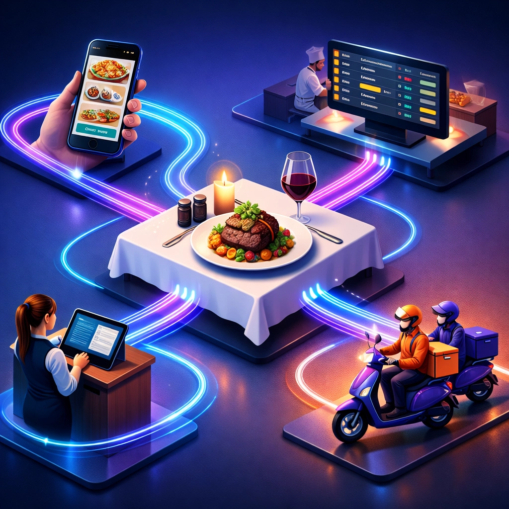 Digital ordering ecosystem connecting restaurant technology platforms
