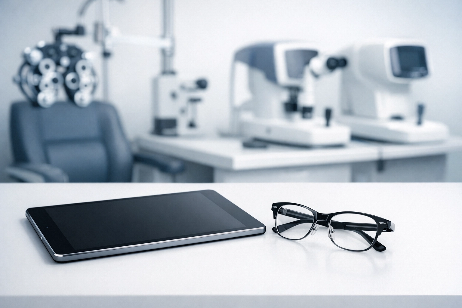 Professional eye care consultation setting used for verifying 2026 Medicare Advantage insurance benefits.