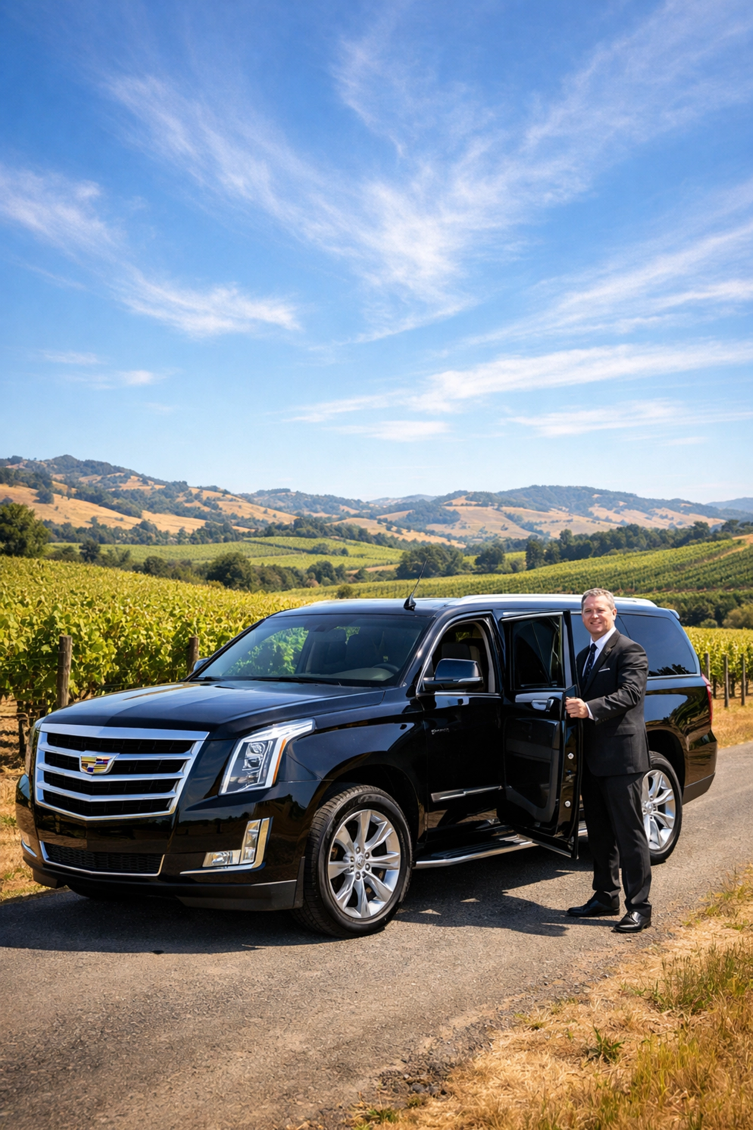 Luxury transportation service for wine country tours with private driver and SUV