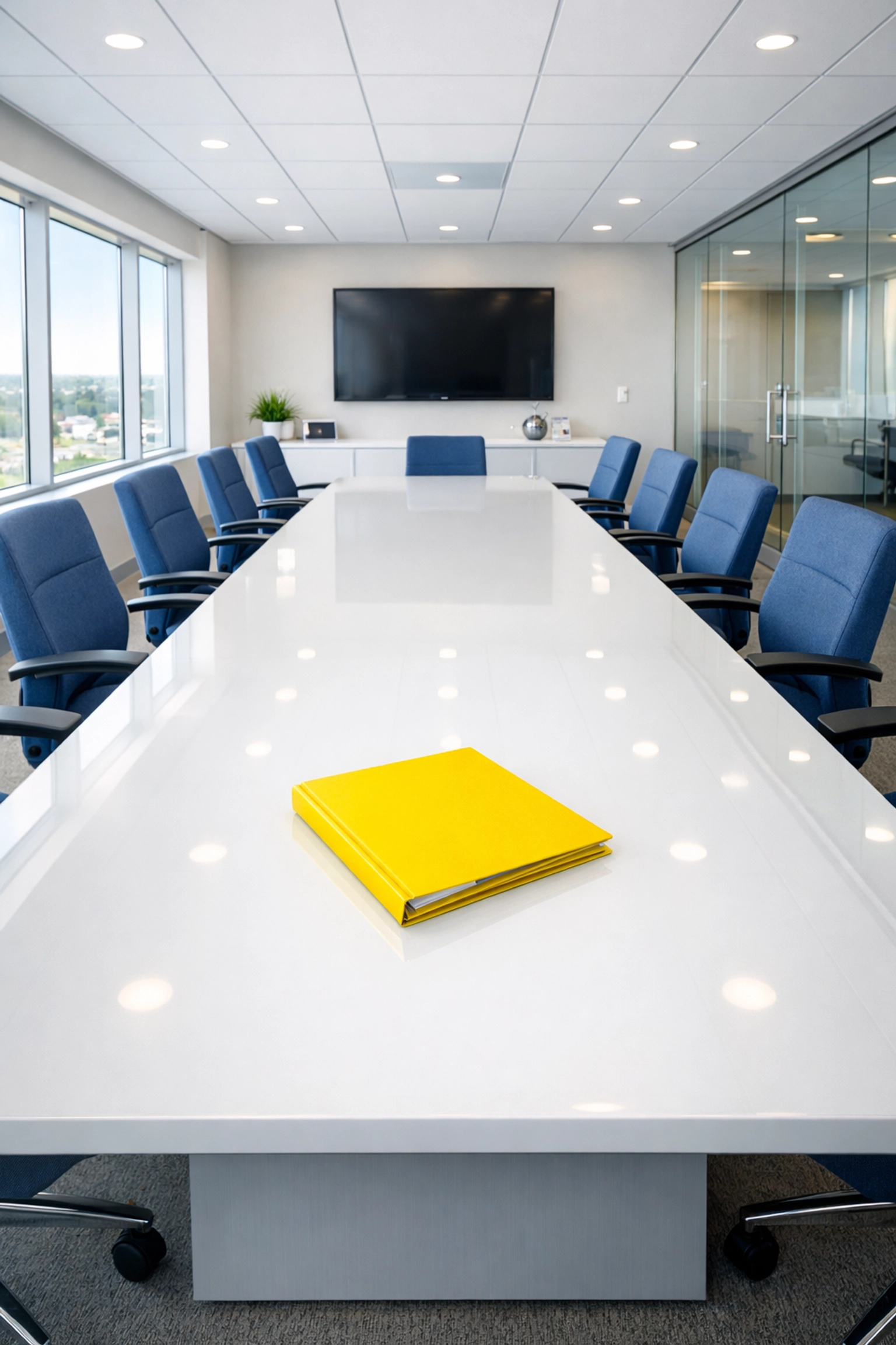 Dust-free executive conference room in Dedham MA, maintained by professional office cleaning services.