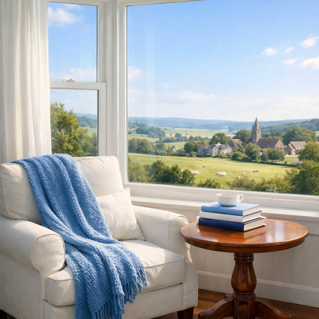 A clean and peaceful reading nook in Acton MA, perfectly prepared by a local house cleaning service.