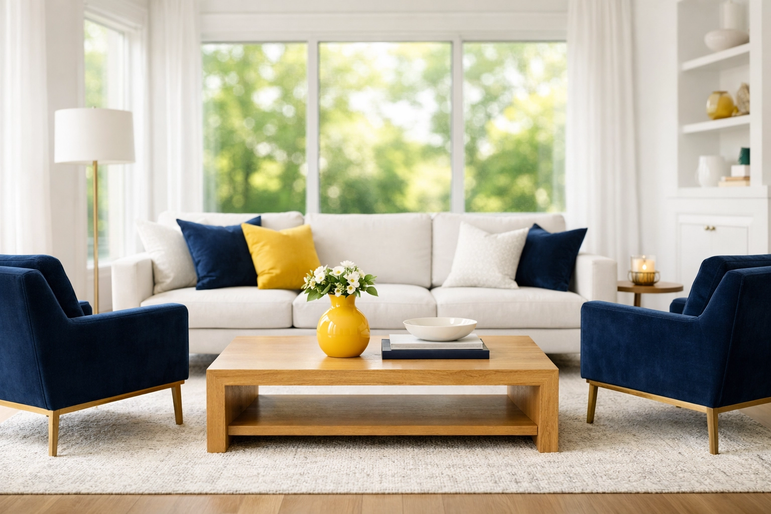 Spotless modern living room in a Leominster home showing the results of professional house cleaning.