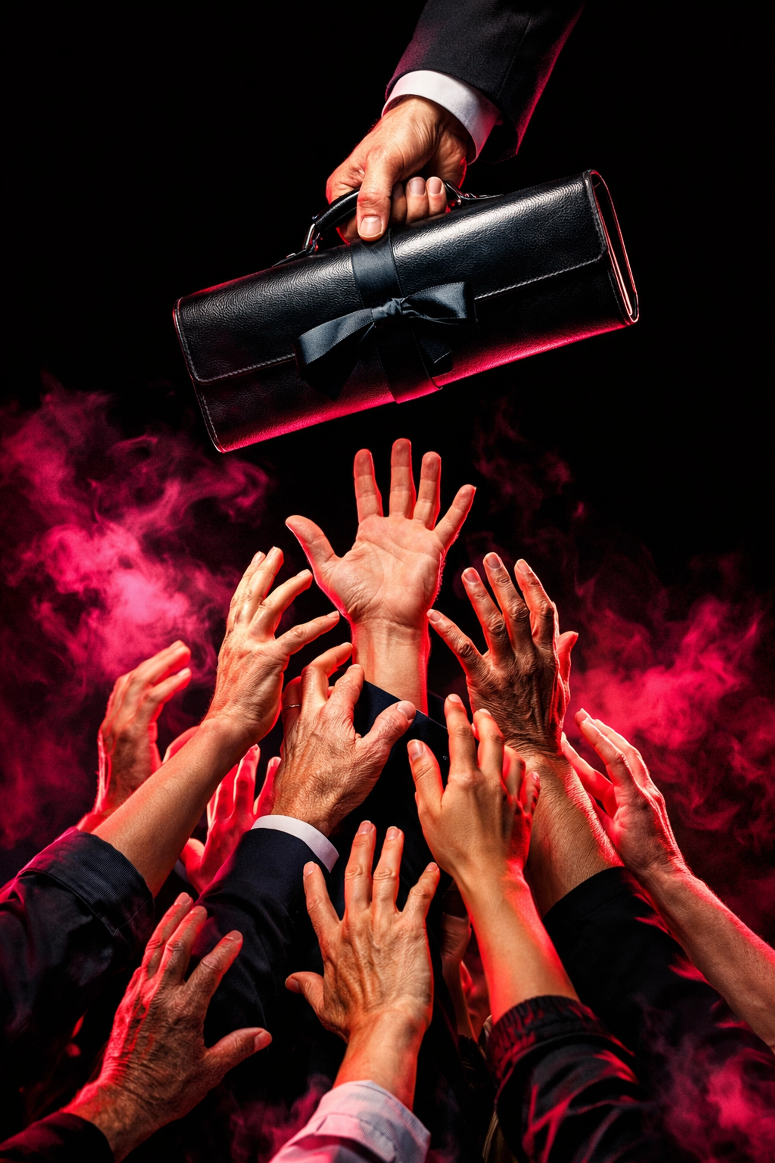 Multiple hands reaching toward success symbolizing first-generation family expectations