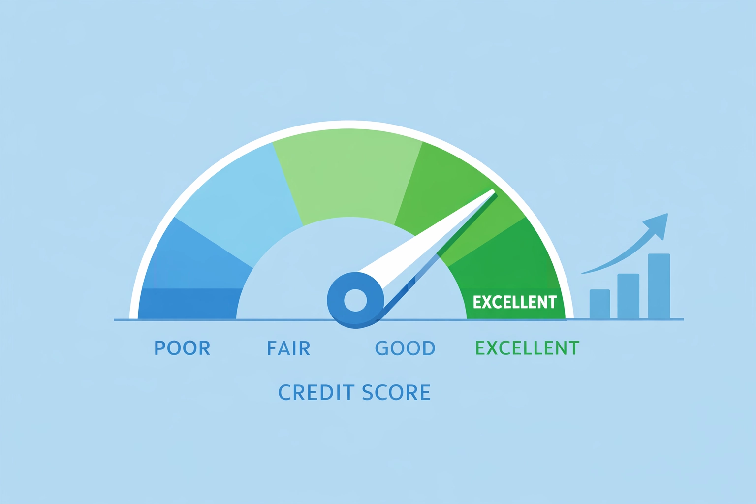 Ilustración de un puntaje de crédito alto y excelente para calificar a una hipoteca.