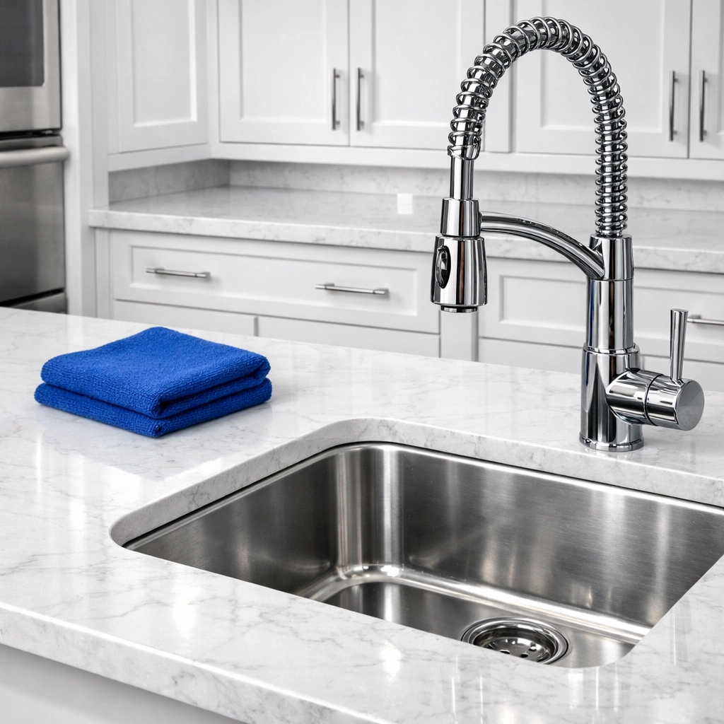 Spotless luxury kitchen in Acton, MA, cleaned professionally to ensure a full security deposit refund.