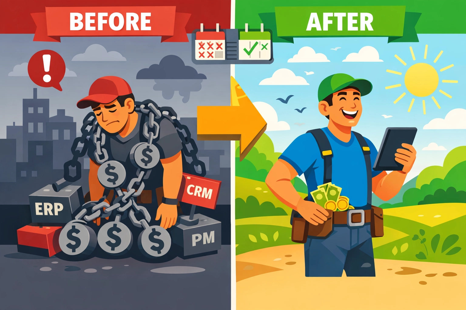 Before and after switching from expensive QuickBooks to affordable contractor software
