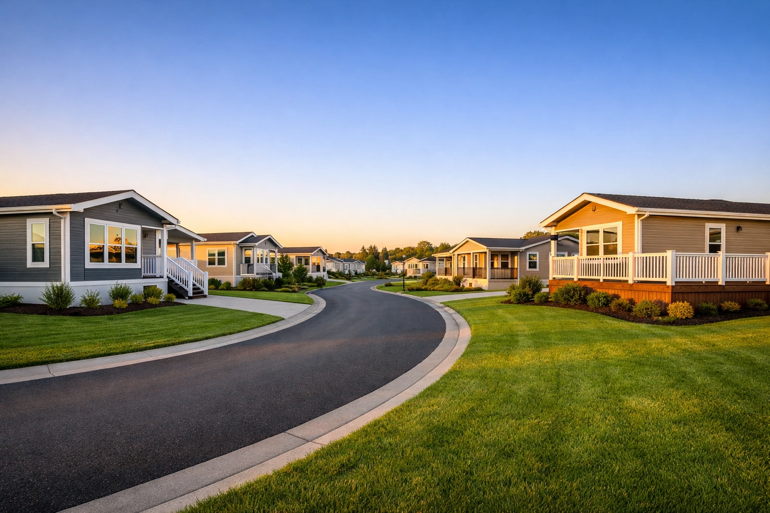 A well-maintained modern mobile home park community representing high-value real estate investment.