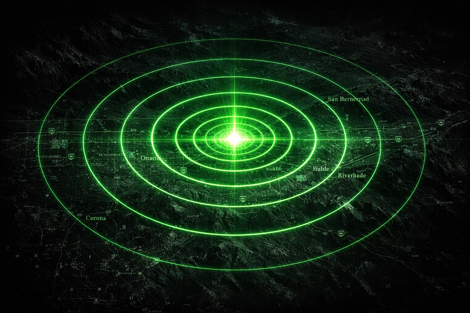 Graphic showing a wide service radius for towing operations across the Inland Empire region.