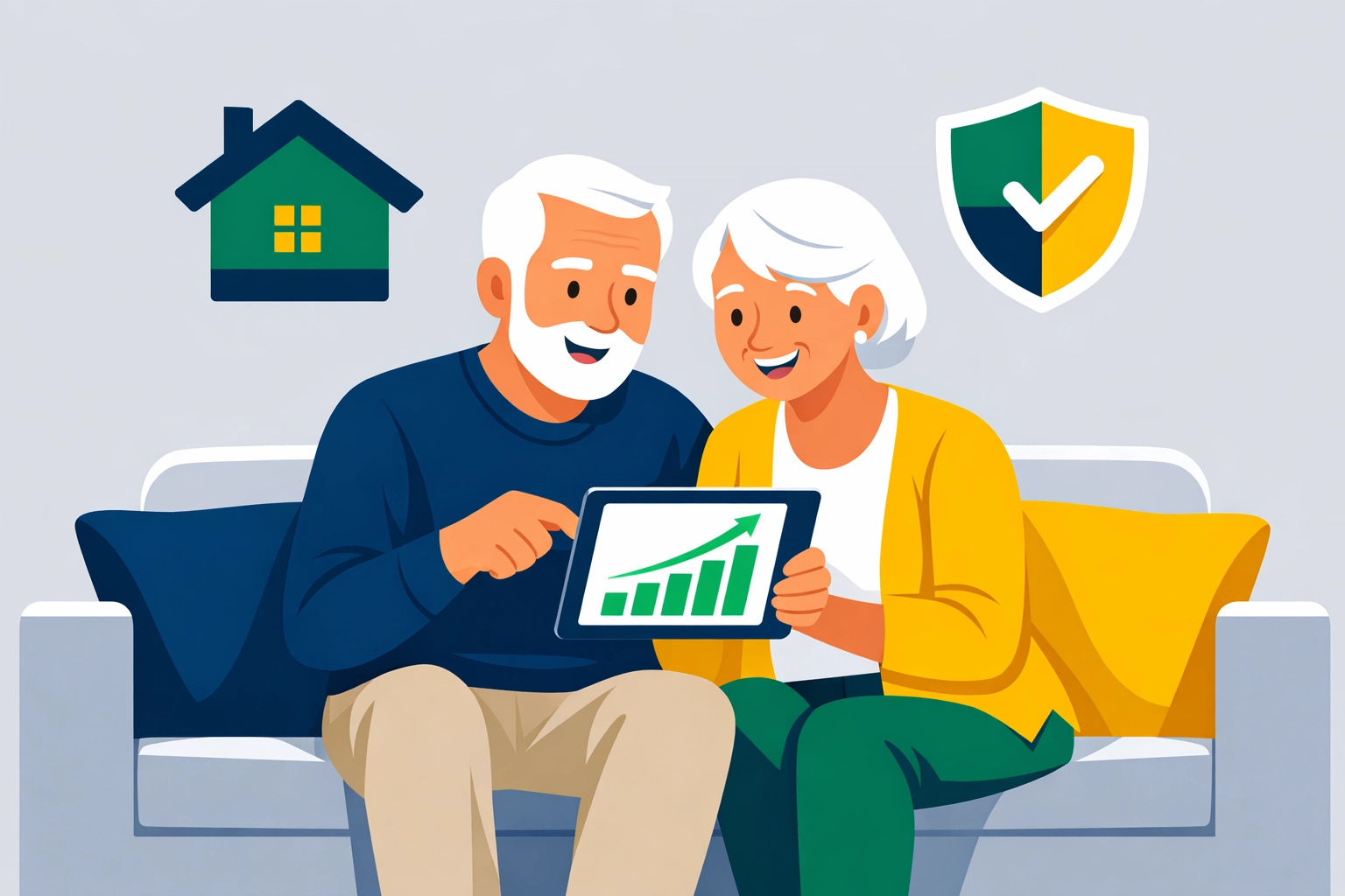 Senior couple using a tablet for tax planning to maximize tax refund in 2026.