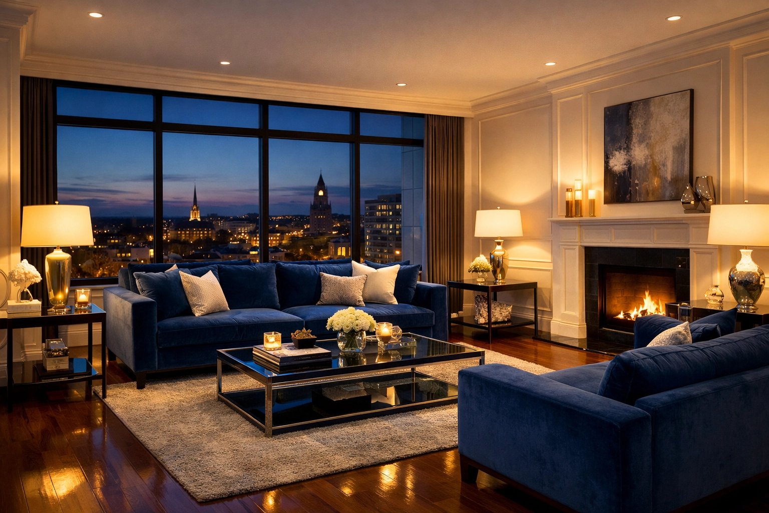 A spotless luxury penthouse in Worcester MA after professional house cleaning services, ready for relaxation.